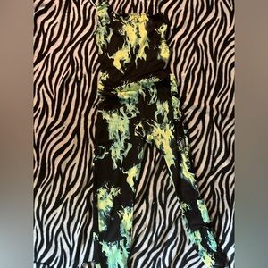 Dolls Kill Black and Neon Green Jumpsuit